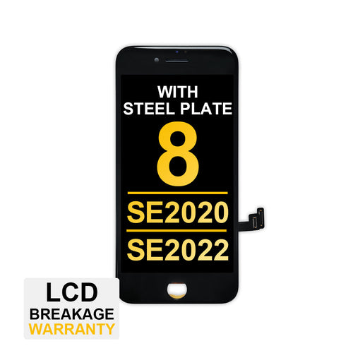 (MP+) LCD Assembly with Steel Plate for iPhone 8 / SE (2020) / SE (2022) - Black