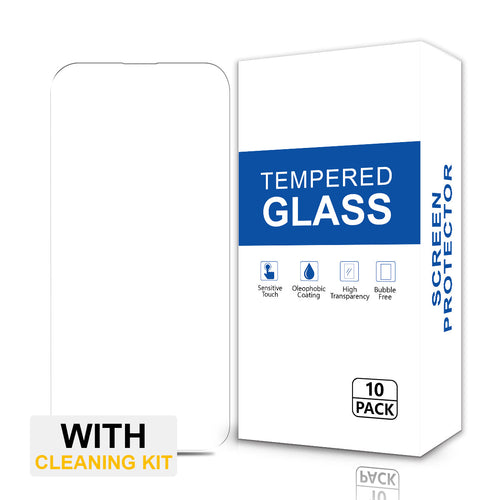 Tempered Glass for iPhone 14 Pro Max - Clear (With Cleaning Kit) (10 Pack)